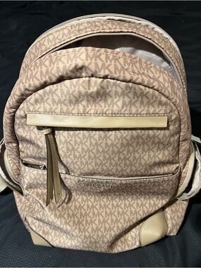 Michael Kors Beige/Pink MK Signature Backpack